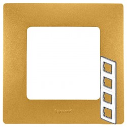 Рамка установочная 4-постовая матовое золото Legrand серии Etika